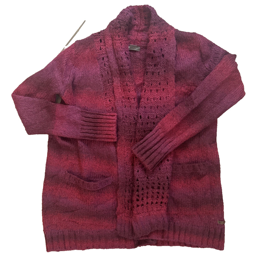 Vintage Eddie Bauer Wool Knit Cardigan Pink Striped Women’s Size S - Picture 1 of 7